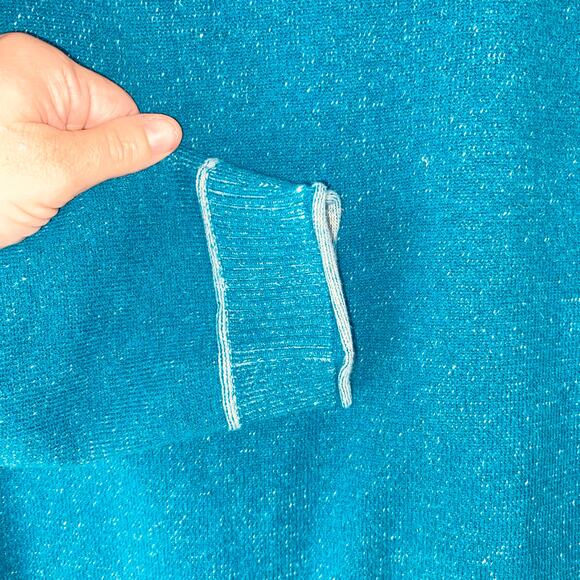 Chico’s Size 3 XL Teal Boho Artsy Knit Pullover Sweater Slouchy Layering Piece - Picture 4 of 7